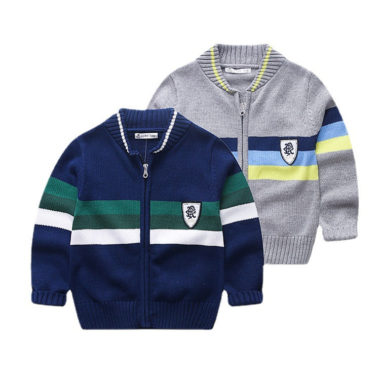Striped zipper sweater