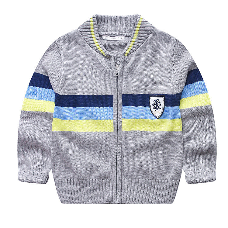 Striped zipper sweater
